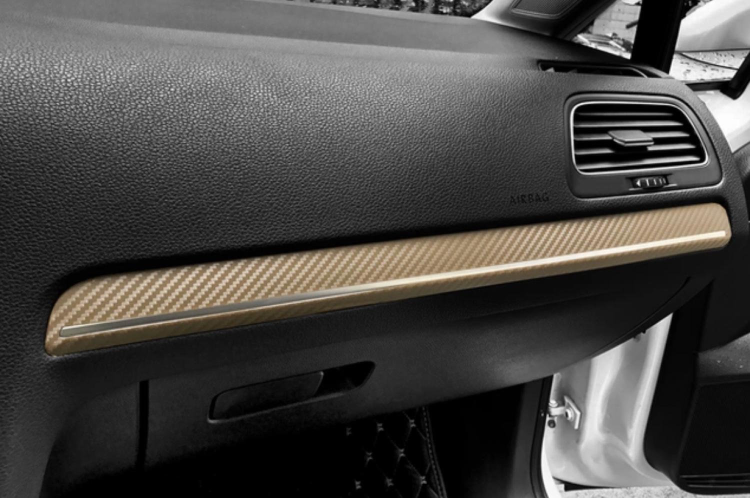 Mittelkonsole Armaturenbrett  5D Carbon Folie Geeignet Für VW Golf 7 mit Start Stop Gold