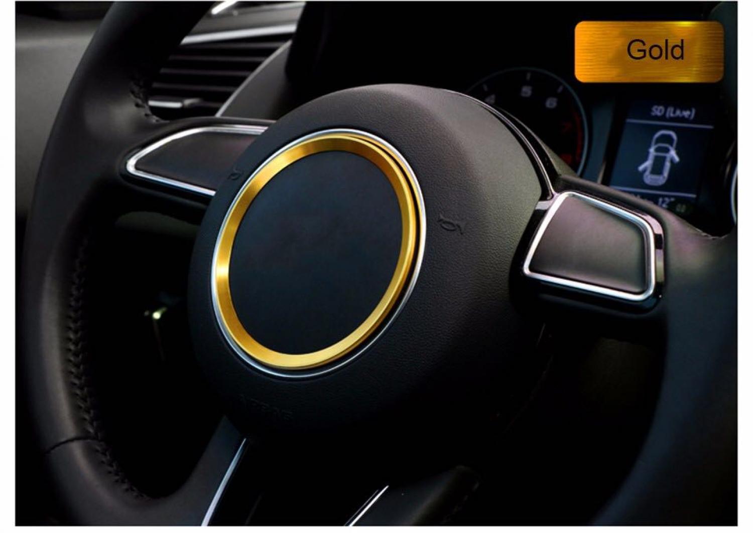 Lenkrad Emblem Rahmen 82 mm Innendurchmesser Gold Geeignet Für Audi