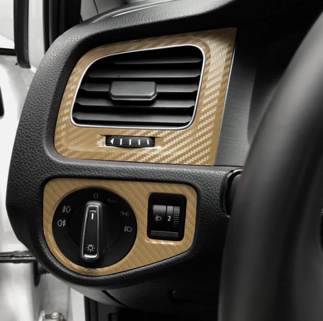 Mittelkonsole Armaturenbrett  5D Carbon Folie Geeignet Für VW Golf 7 mit Start Stop Gold