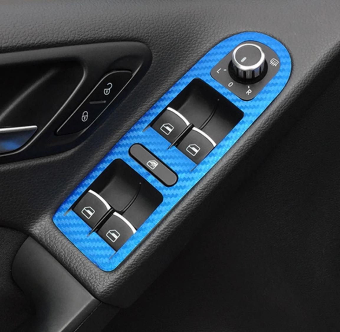 Fensterheber Handgriffen 5D Carbon Folie  Geeignet Für VW Golf 6 Blau