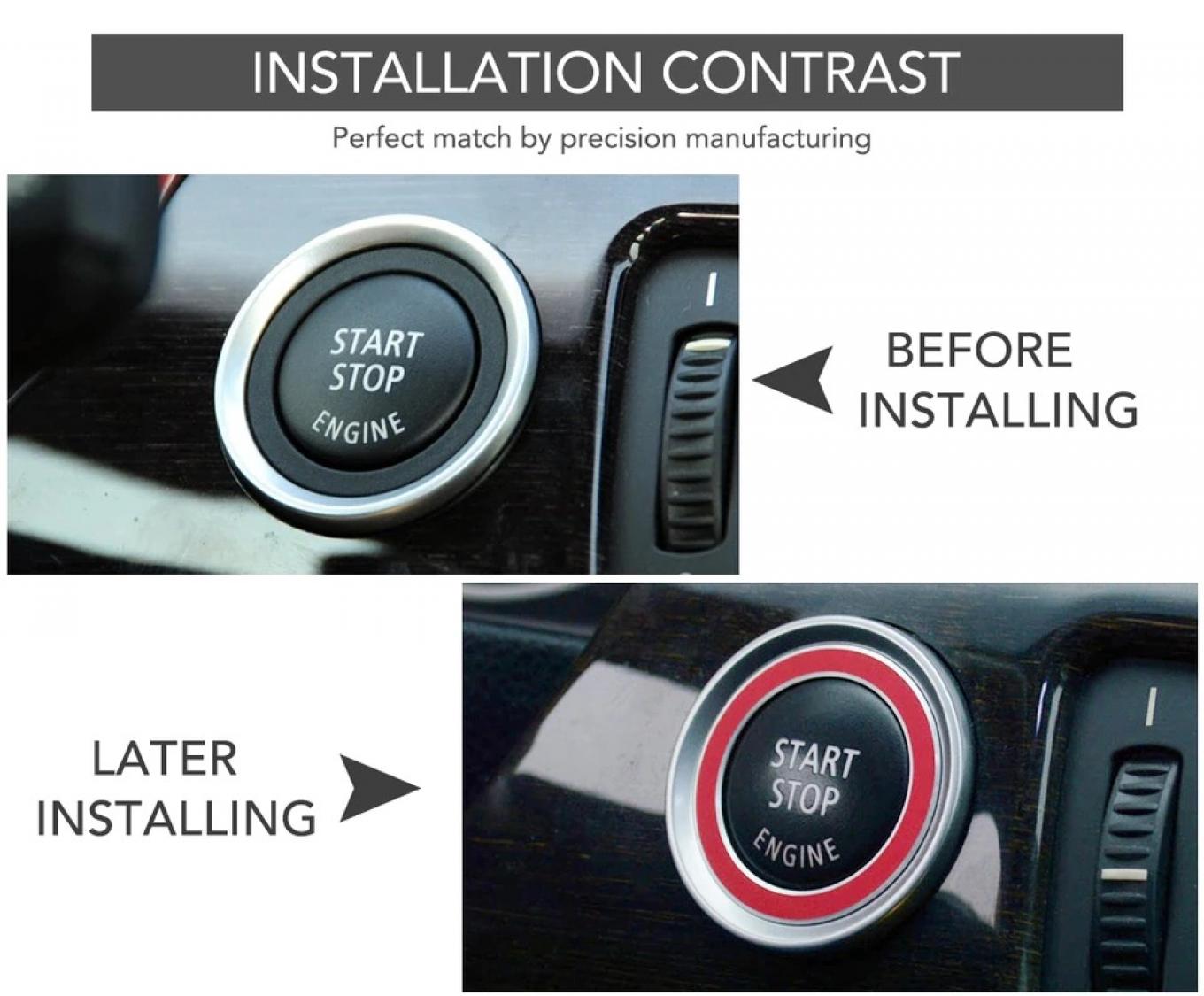 Start Stop Druckknopf Aussen Alu Ring Geeignet Für BMW 3er E90 E91 E92 E93 M3 Rot