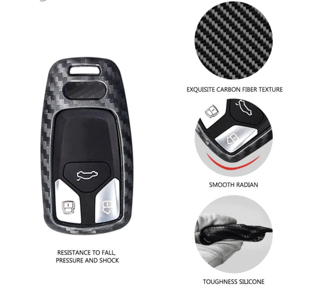 Schlüssel Gummi Cover Schlüsselhülle Carbon Optik Geeignet Für Audi A4 A5 A6 A7 Q5 Q7 S4 S5 S6 S7 SQ5 SQ7
