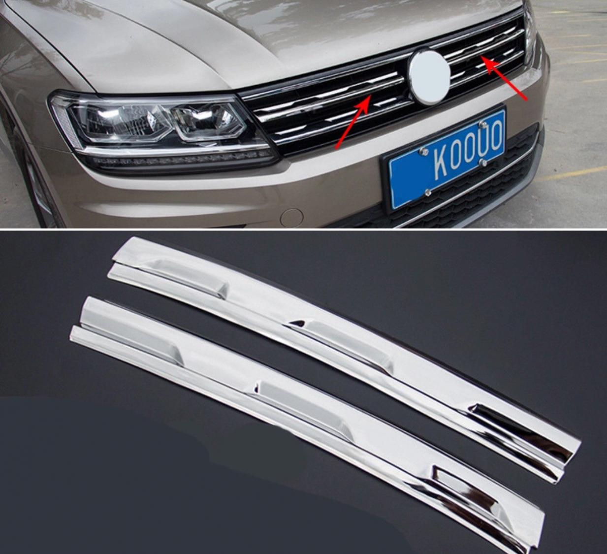 Edelstahl Chrome Frontgrill Leistenabdeckung Blende  Geeignet Für VW Tiguan 2 AD1