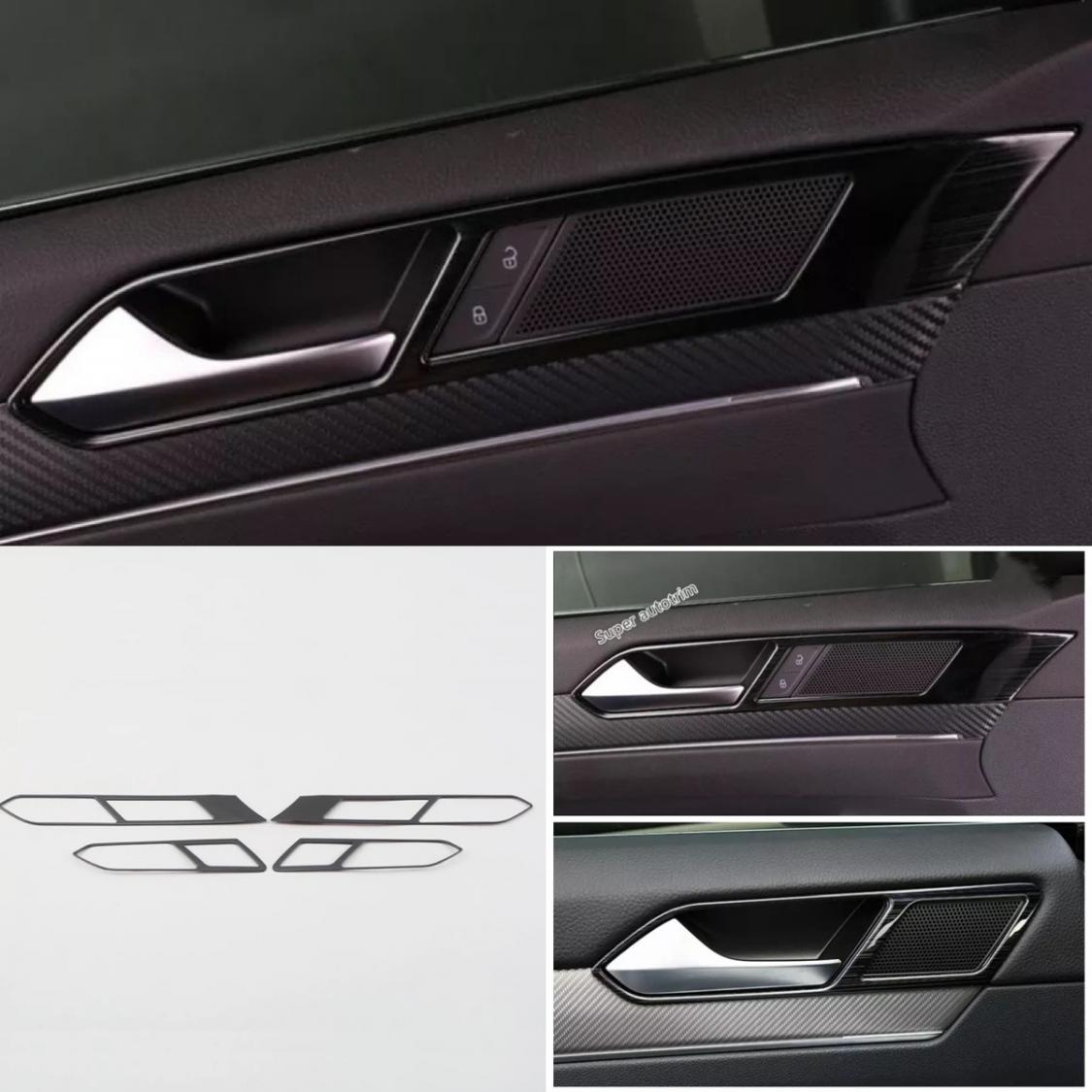 Edelstahl Schwarz Liniert Türgriff Rahmen Blende Abdeckung  Geeignet Für VW Passat B8 Arteon