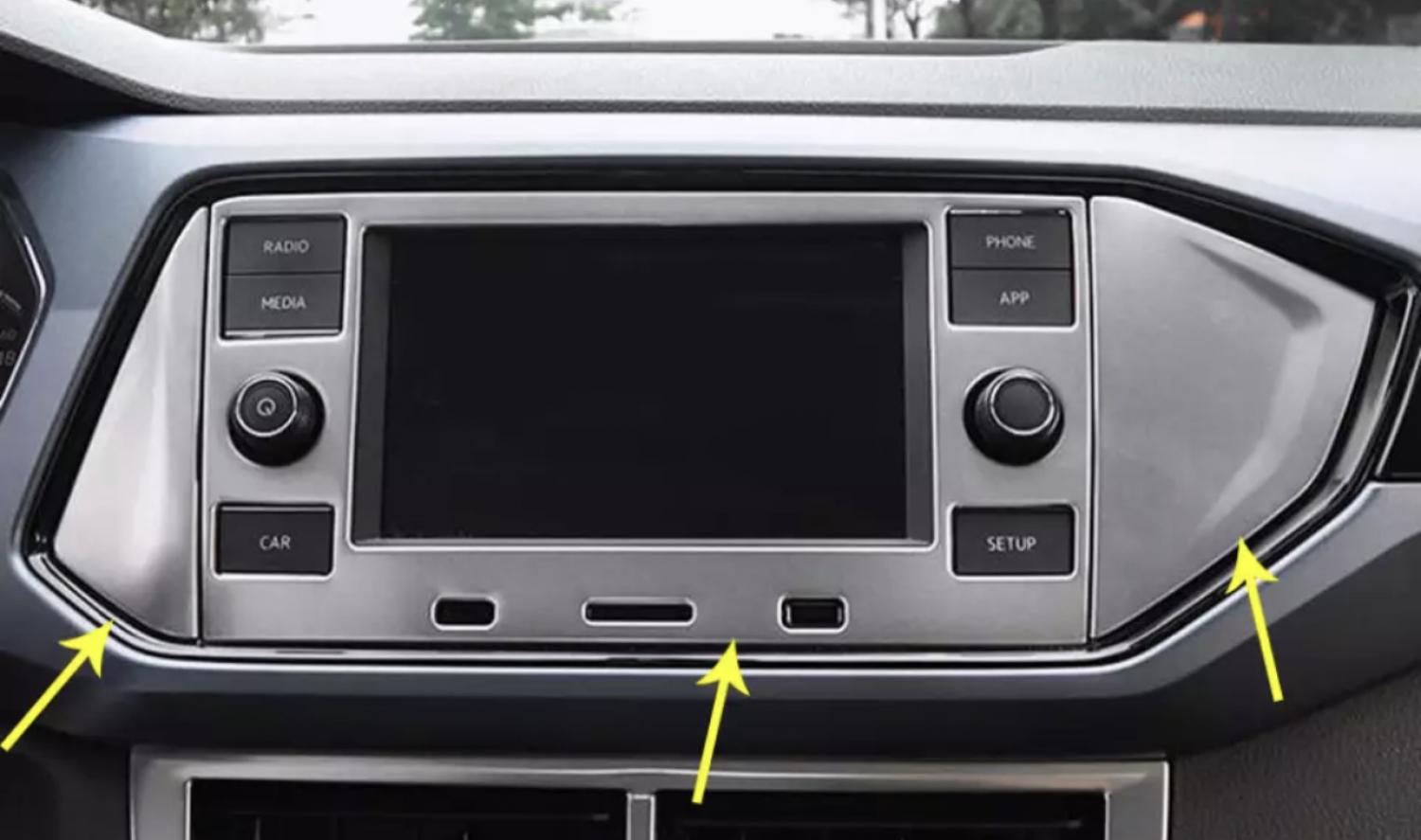 Edelstahl Navi Radio Blende Abdekung Rahmen Geeignet Für VW T-Cross Polo VI