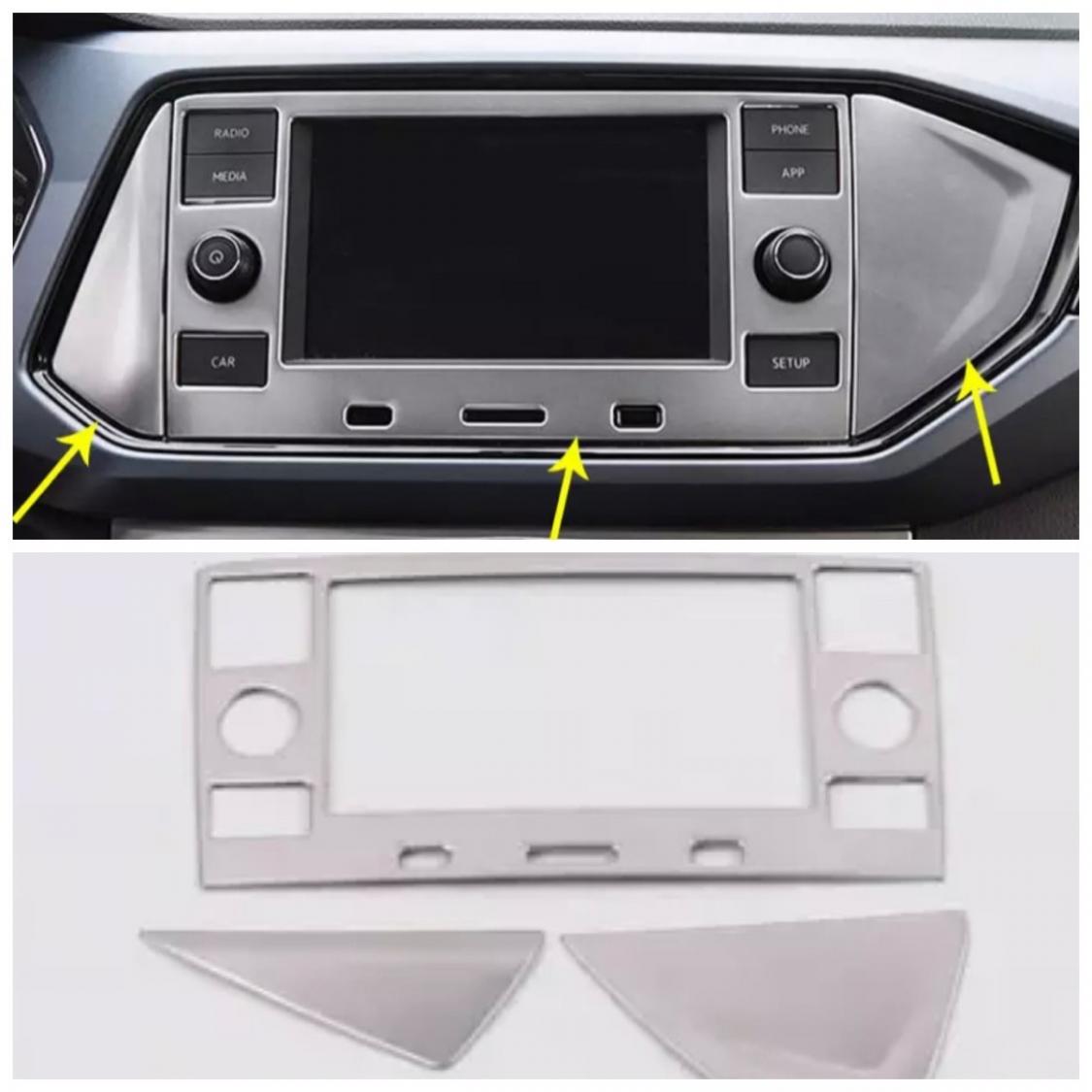 Edelstahl Navi Radio Blende Abdekung Rahmen Geeignet Für VW T-Cross Polo VI